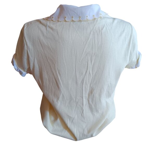 Medium True Vintage Embroidered Collar Drawstring Waist Kelly Park Top Blouse - Picture 4 of 9